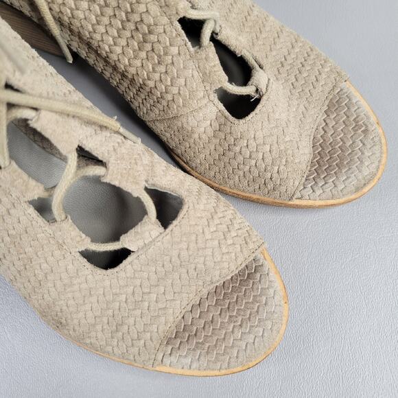 Eileen Fisher Womens Slew Ankle Bootie Peep Toe Lace Up Zip Suede Tan Size 8.5 M - Picture 11 of 11